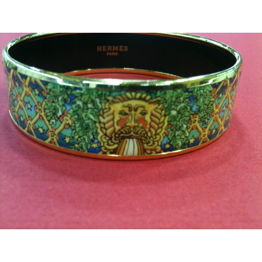 Bracelet Hermès large en émail et plaqué or