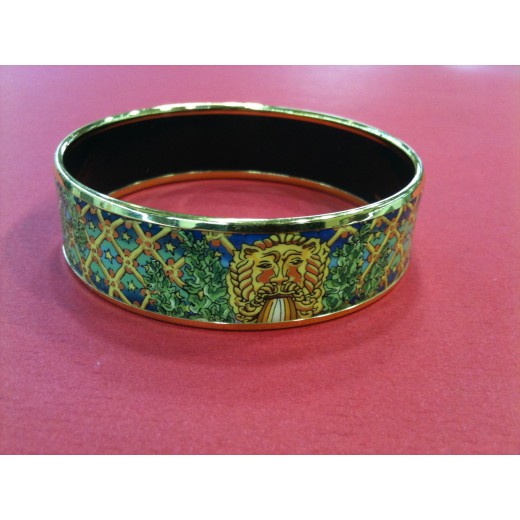 Bracelet Hermès large en émail et plaqué or