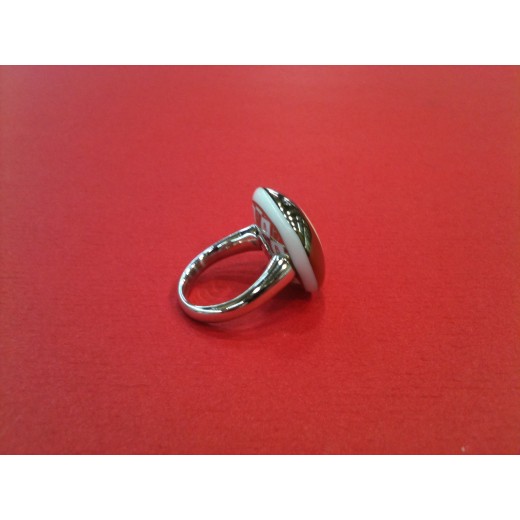 Bague Bernardaud en argent et porcelaine