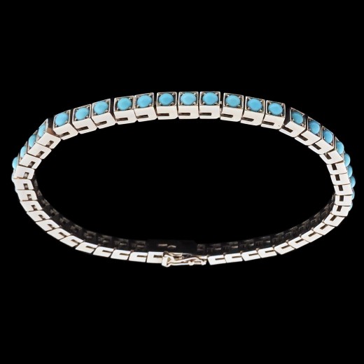 Bracelet ligne en or et turquoises