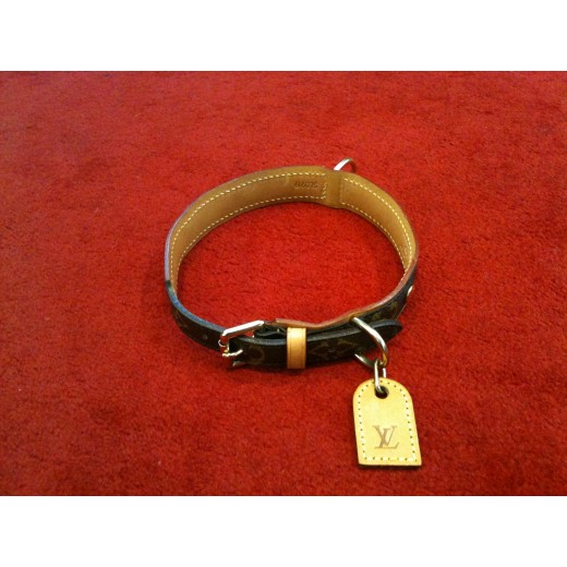 Collier de Chien Louis Vuitton Baxter MM en toile monogram