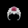 Bague Fleur rubis cabochon et diamants