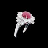 Bague Fleur rubis cabochon et diamants