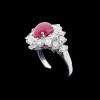 Bague Fleur rubis cabochon et diamants