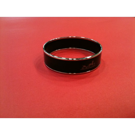 Bracelet Hermès Calèche  large en émail noir