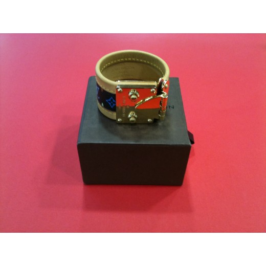 Bracelet Louis Vuitton S-Lock en toile monogram multicolore