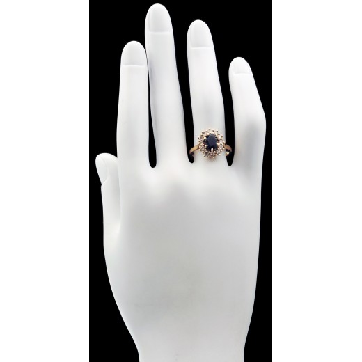 Bague marguerite saphir et diamants