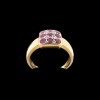 Bague carrée deux ors rubis diamants