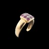 Bague carrée deux ors rubis diamants