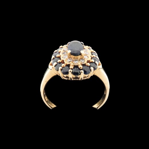 Bague moderne pompadour saphirs diamants