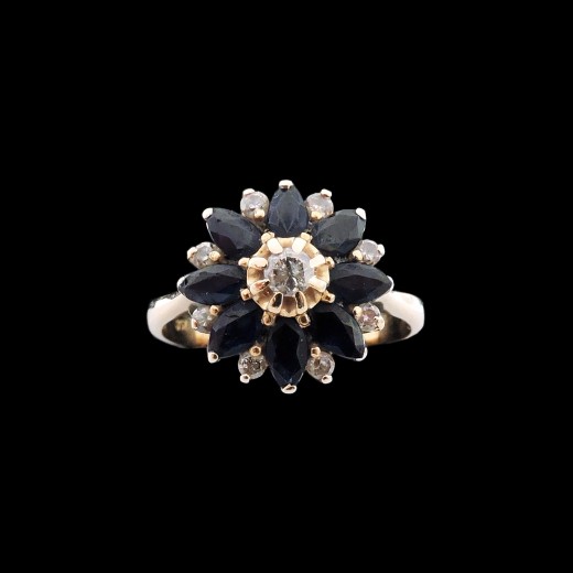 Bague marguerite saphirs diamants