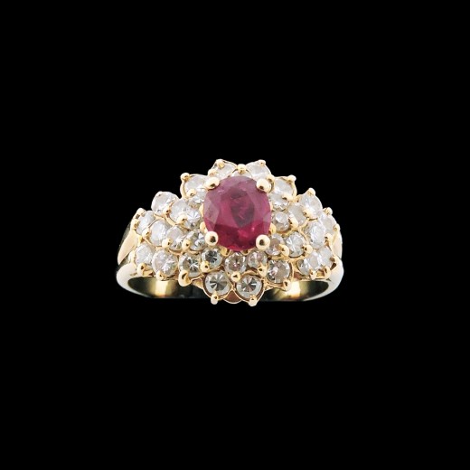 Bague moderne rubis et diamants