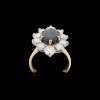 Bague marguerite deux ors, saphir et diamants