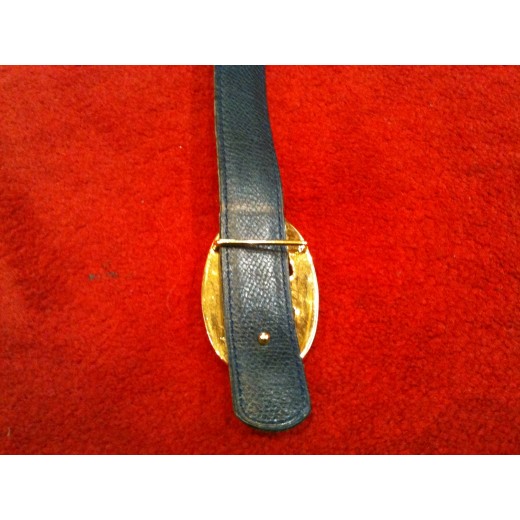 Ceinture Hermès Maille marine dorée réversible en cuir  marine/ vert