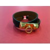 Bracelet Hermès Rivale Double tour en cuir noir