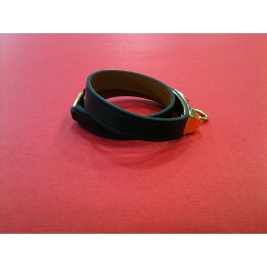 Bracelet Hermès Rivale Double tour en cuir noir