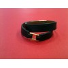 Bracelet Hermès Rivale Double tour en cuir noir