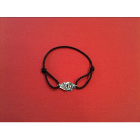 Bracelet Dinh Van Menottes R12 en argent sur cordon noir