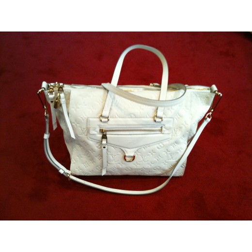 Sac Louis Vuitton Lumineuse MM en cuir monogram Empreinte écru