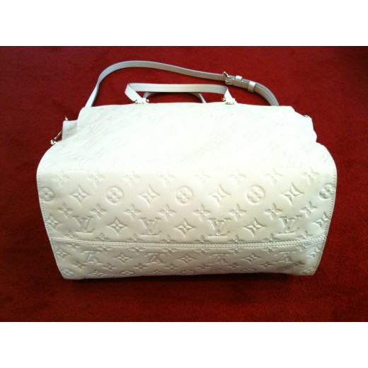 Sac Louis Vuitton Lumineuse MM en cuir monogram Empreinte écru