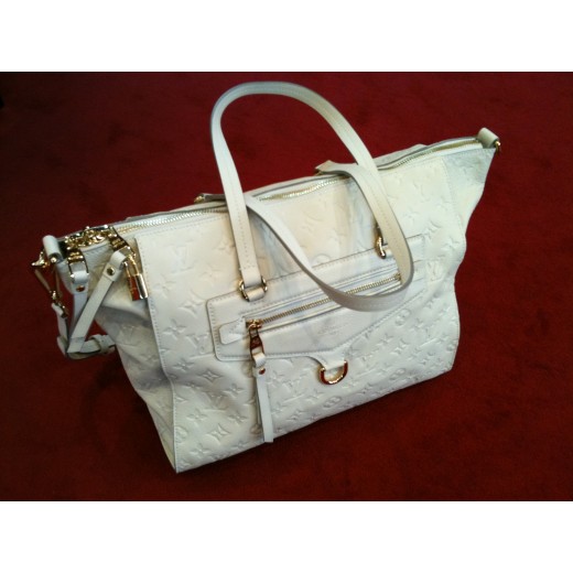 Sac Louis Vuitton Lumineuse MM en cuir monogram Empreinte écru