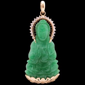 Pendentif Bouddha en or et jade