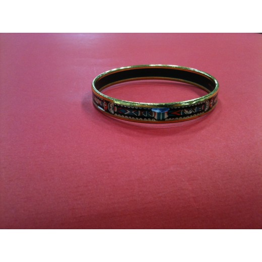 Bracelet Hermès en émail et plaqué or