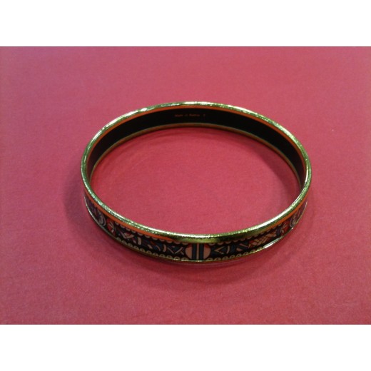 Bracelet Hermès en émail et plaqué or
