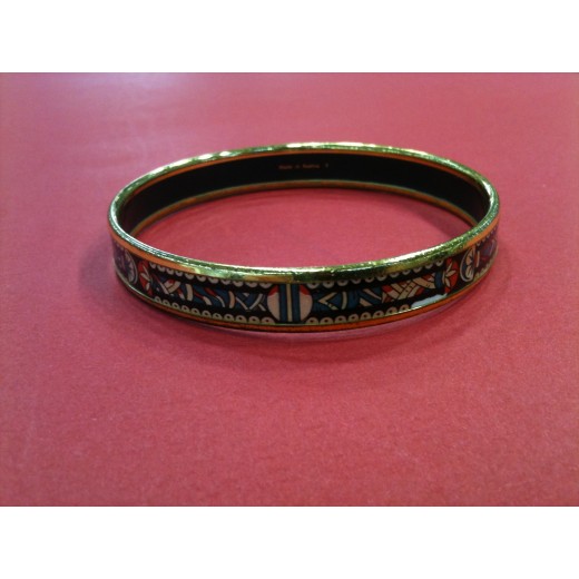 Bracelet Hermès en émail et plaqué or