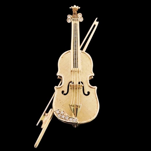 Broche violoncelle saphirs et diamants