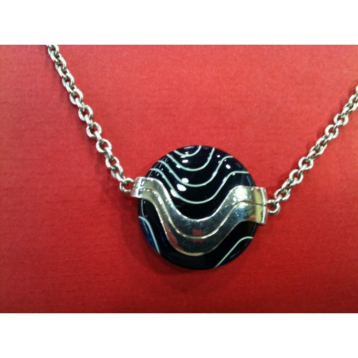 Collier long Montblanc en argent et verre