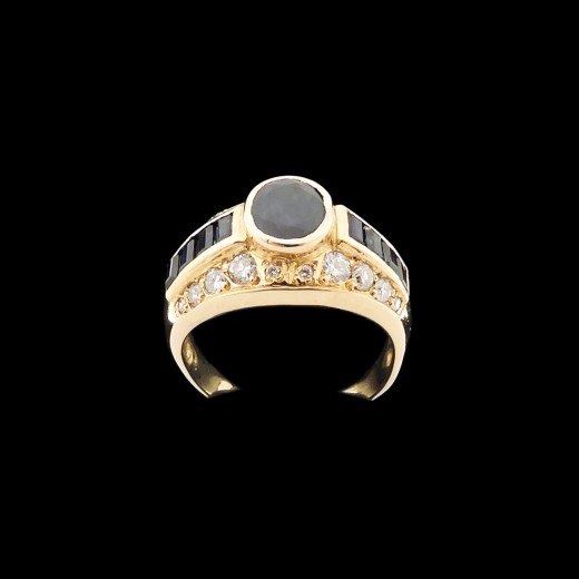 Bague jonc saphirs et diamants