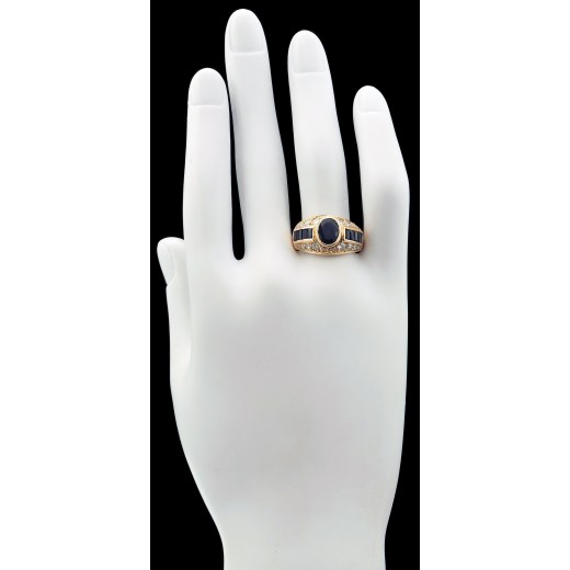 Bague jonc saphirs et diamants