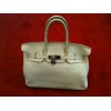 Sac Hermès Birkin 35 en cuir Taurillon Clémence gris perle