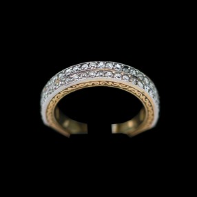 Bague ancienne pour homme en or, platine et diamants