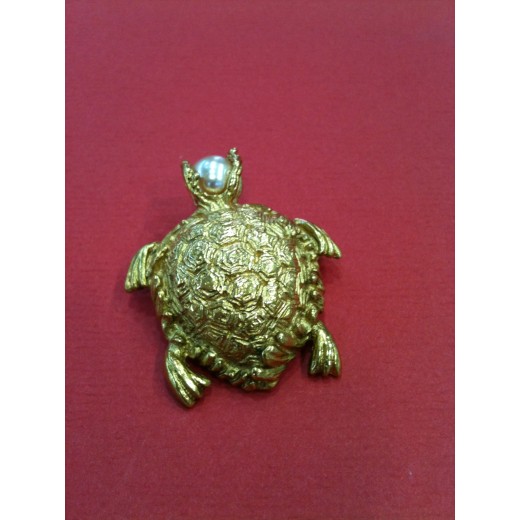 Broche Yves Saint Laurent Tortue en métal doré 
