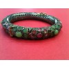 Bracelet ancien émeraudes et rubis bruts sur argent