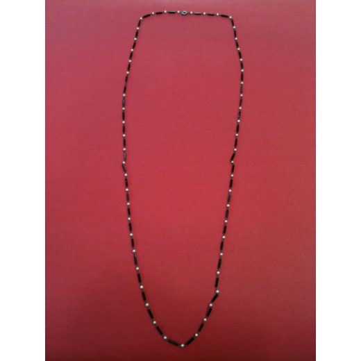 Collier ancien en onyx et perles de culture