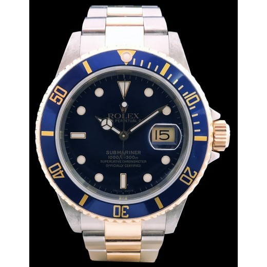 Montre Rolex Submariner Date Bleue en or et acier