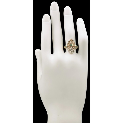Bague Yvonne Léon diamants et émeraudes