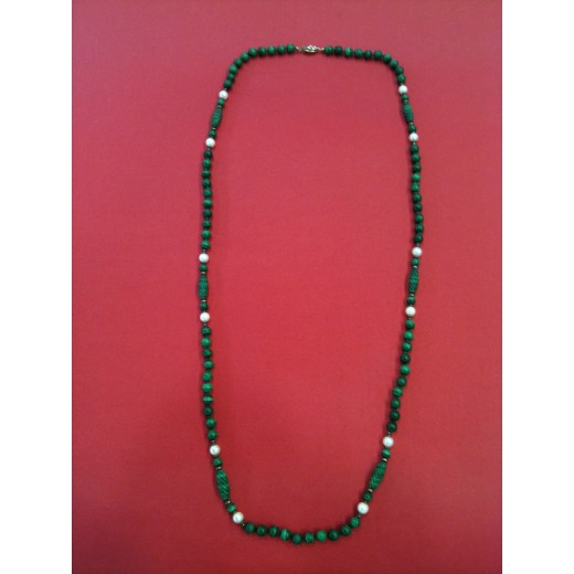 Collier en malachite et perles de culture