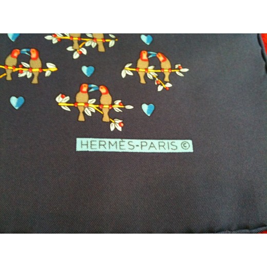 Gavroche Hermès Toucans amoureux en soie