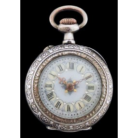 Montre à gousset motifs floraux en argent