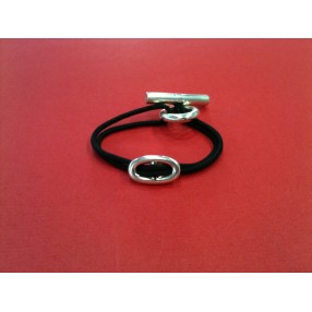 Bracelet Hermès Skipper en argent sur cordon noir