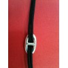 Bracelet Hermès Skipper en argent sur cordon noir