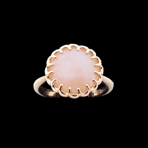 Bague fleur opale rose facettée