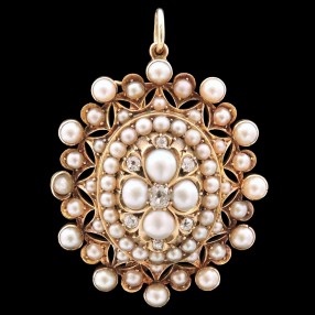 Broche pendentif perles et diamants