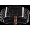 Bracelet manchette deux ors onyx et diamants