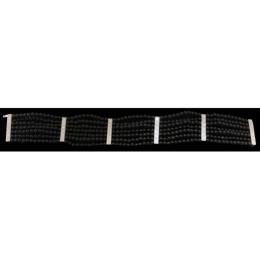 Bracelet manchette deux ors onyx et diamants