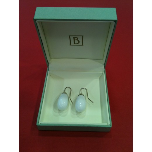 Boucles d'oreilles Bernardaud Goutte blanc en porcelaine et argent